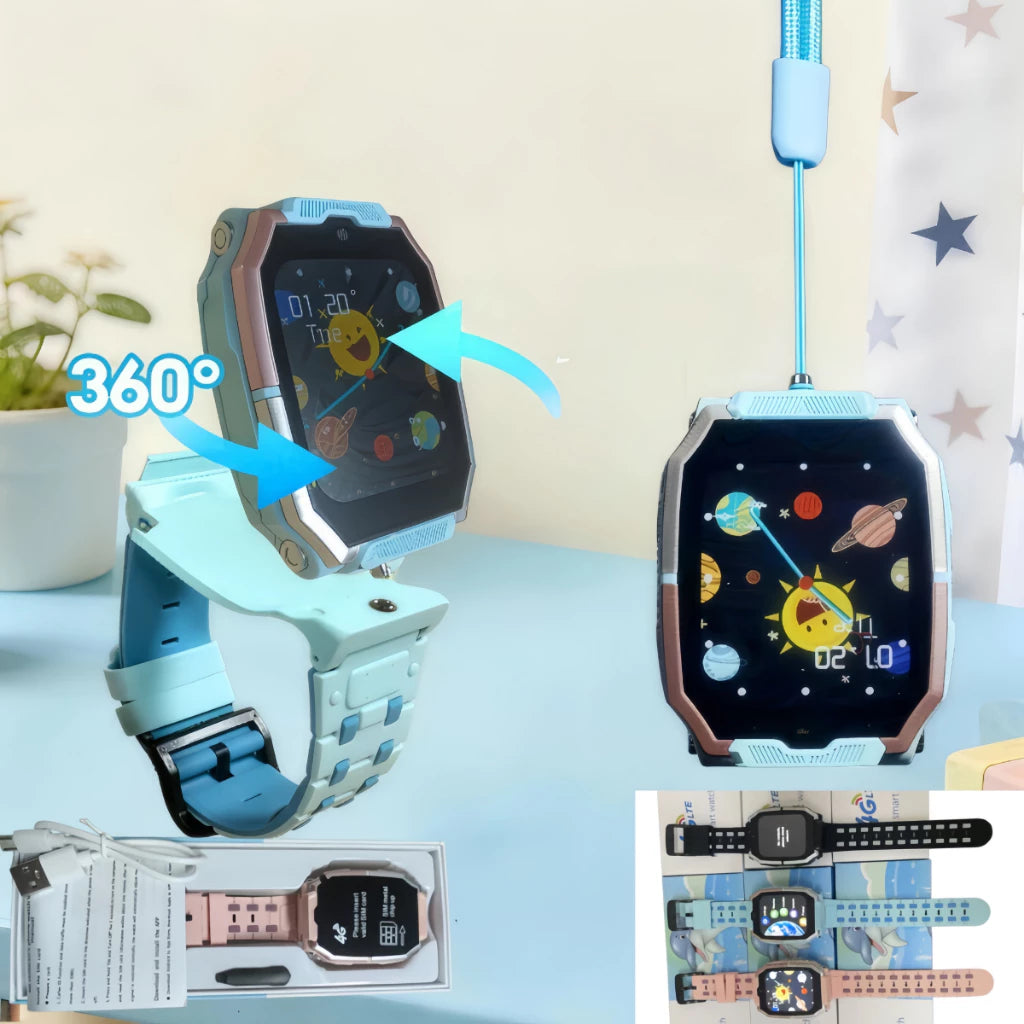 smart watch kids gps tracker smart watch sim card with 4g video call rotating cameras sos Children