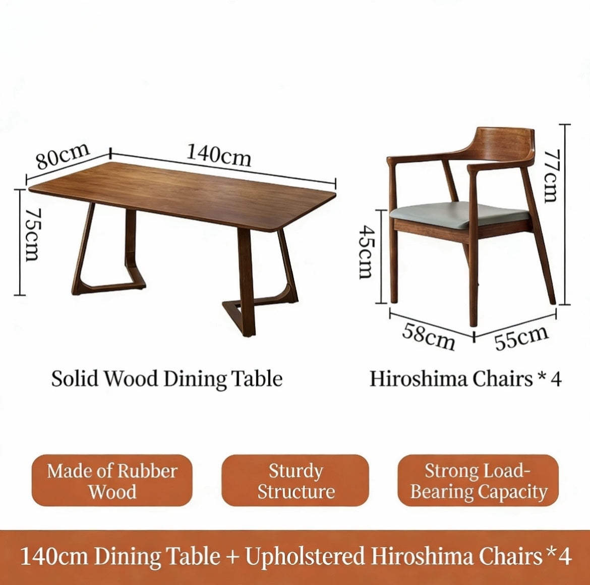 Nordic Solid Wood Table – Dining, Coffee, or Office Use