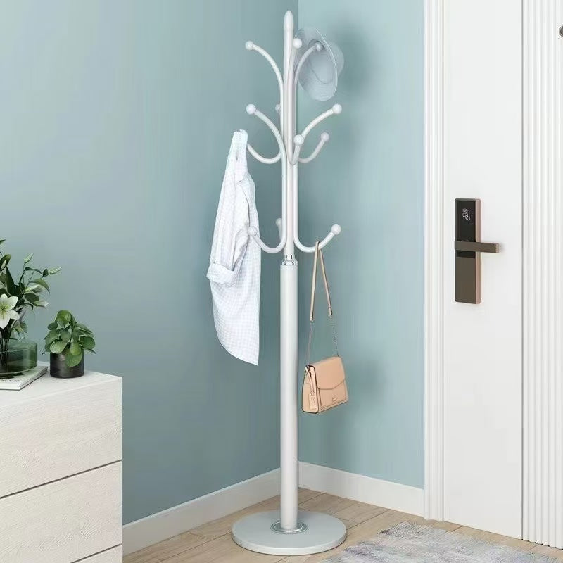 Metal Floor Standing Coat Rack with Hooks for Hat Scarf Clothing Hanger Display Entrance Hall Furniture Space Saving Home Decor