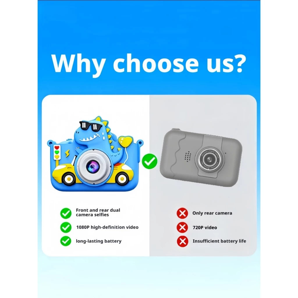 Children's Camera 1080P|Children's Digital Camera/HD Video/5 Educational Games/Dinosaur Camera