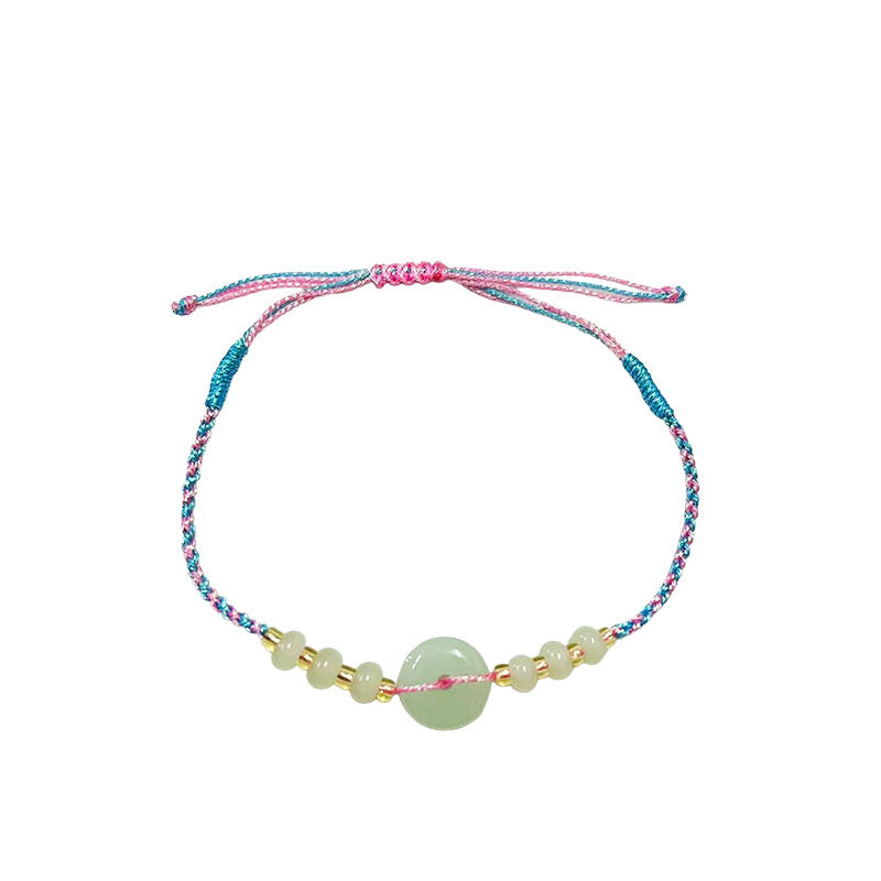 Lucky Jade Beaded Bracelet | Good Fortune Hand Rope Bracelet