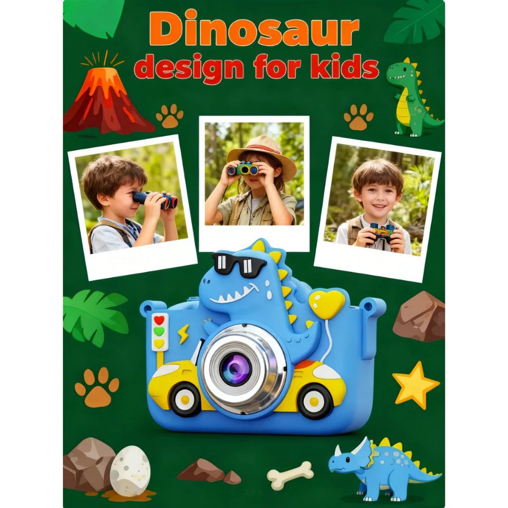 Children's Camera 1080P|Children's Digital Camera/HD Video/5 Educational Games/Dinosaur Camera
