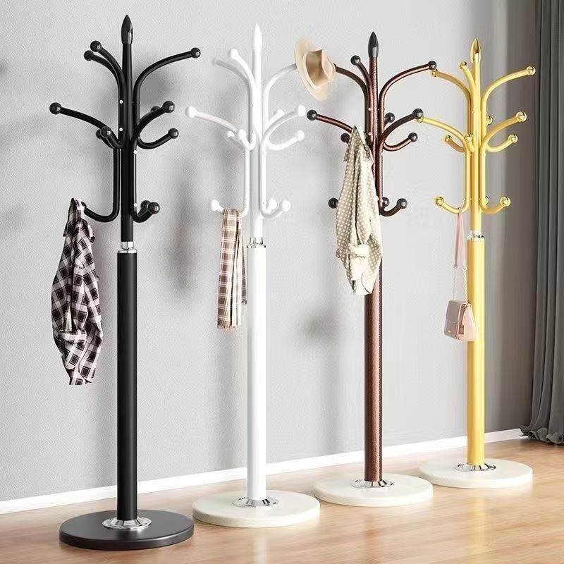 Metal Floor Standing Coat Rack with Hooks for Hat Scarf Clothing Hanger Display Entrance Hall Furniture Space Saving Home Decor