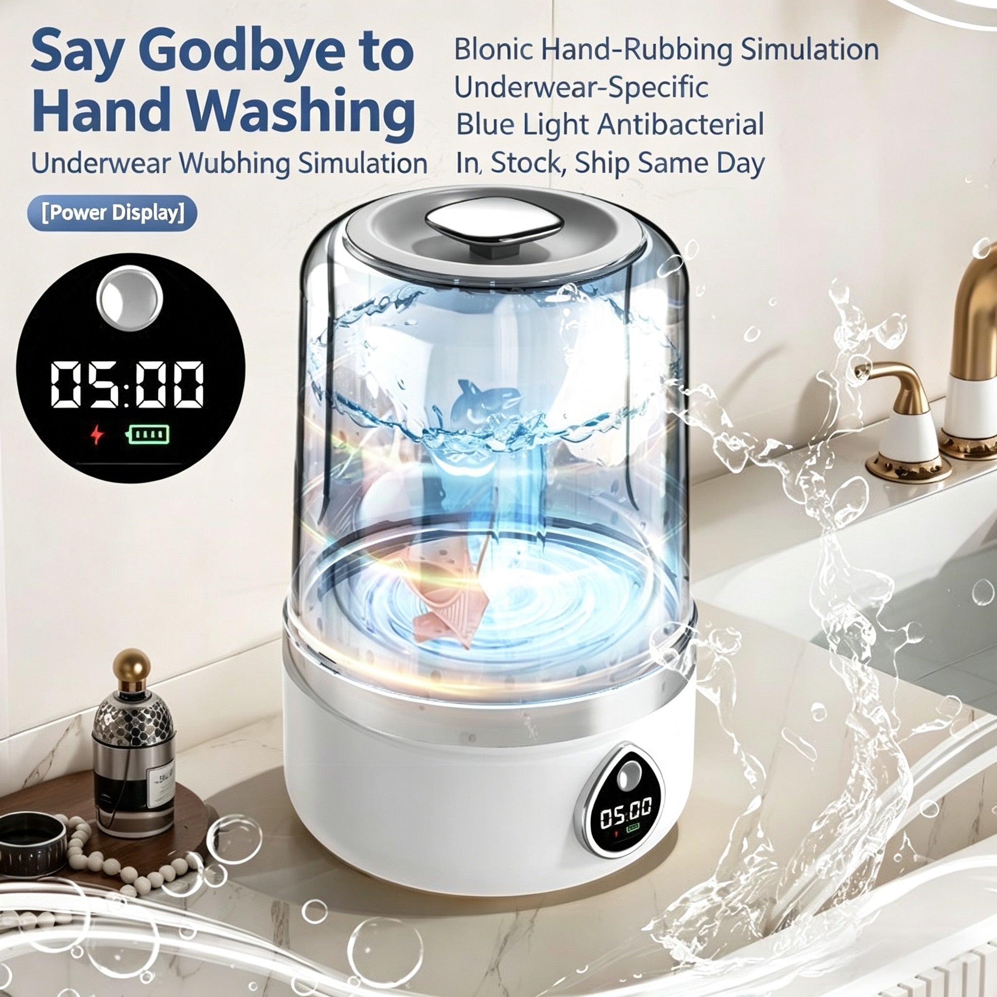 2L Compact Portable Washing Cup for Socks & Underwear – Quiet, Efficient & Travel-Friendly USB