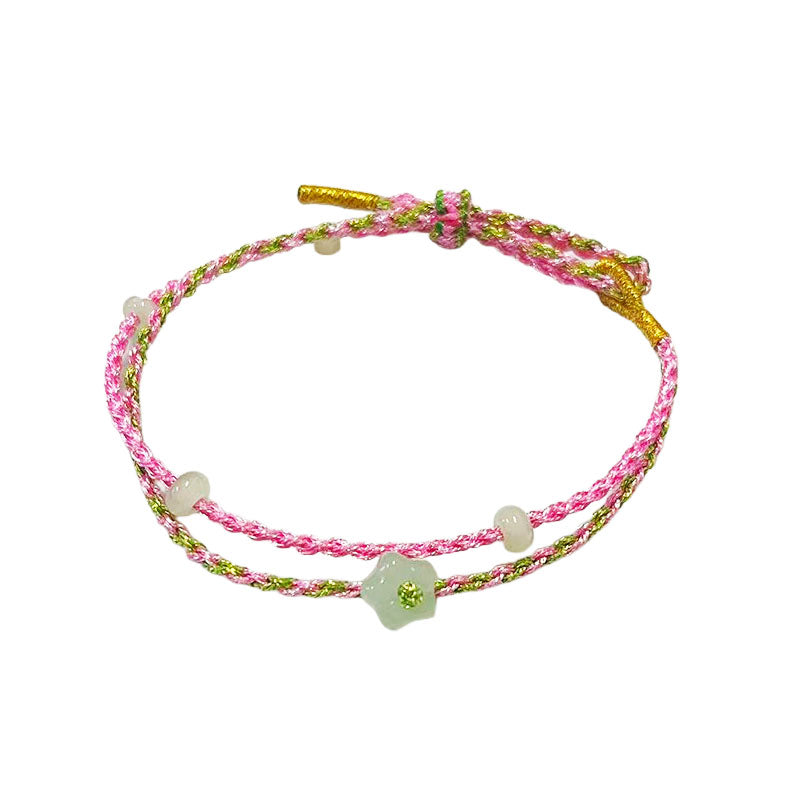 Lucky Jade Beaded Bracelet | Good Fortune Hand Rope Bracelet