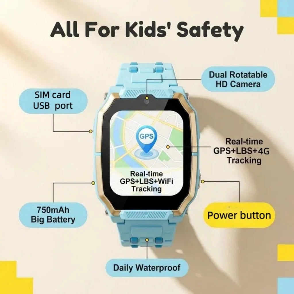 smart watch kids gps tracker smart watch sim card with 4g video call rotating cameras sos Children