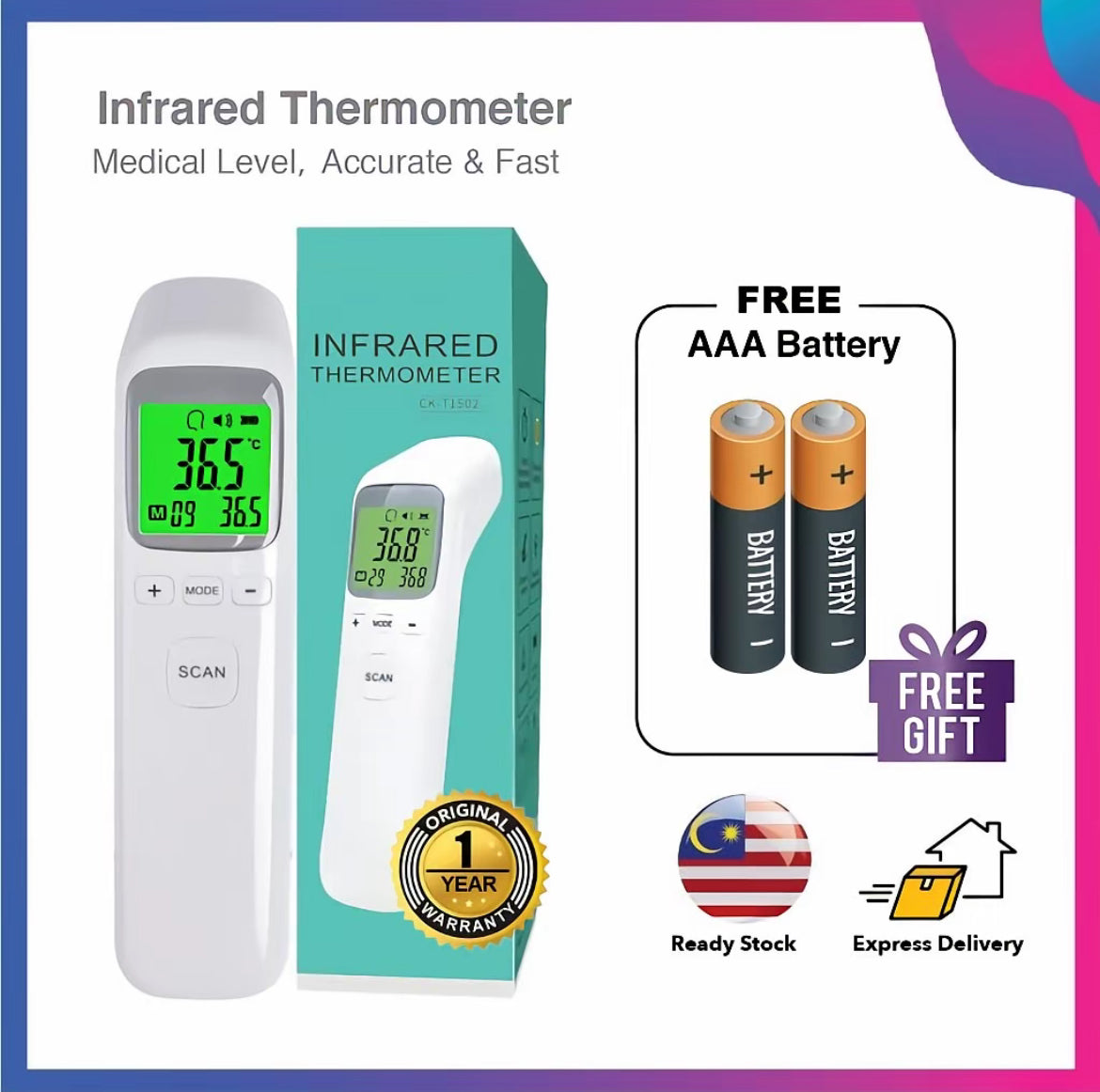 Digital Infrared Ear Thermometer with LCD Display – Fast, Accurate & Easy to Use for Family