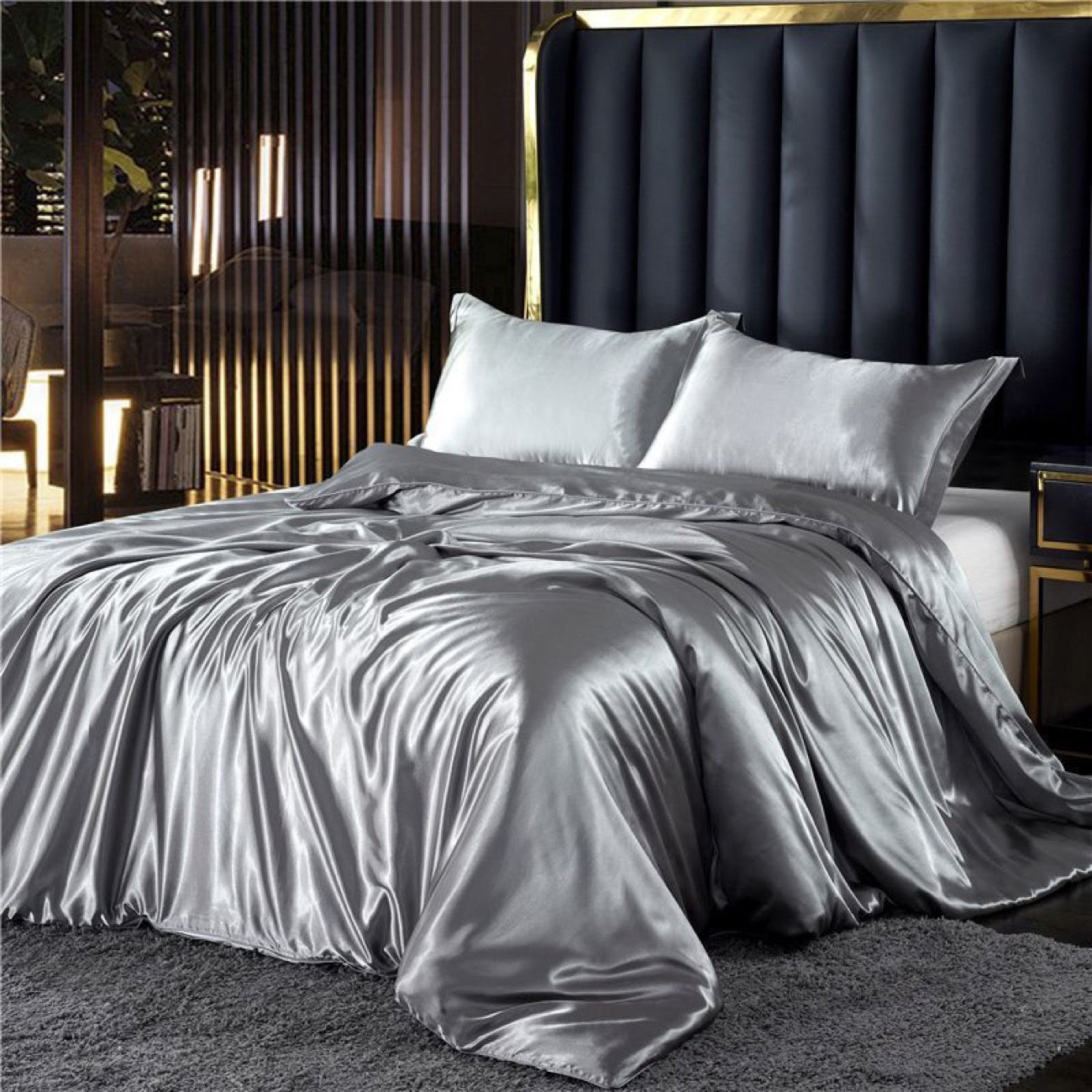 Luxury Mulberry Silk 4-Piece Bedding Set – Silk Duvet Cover, Fitted Sheet, Silk Bed Sheet, Skin-Friendly Sleep Essentials