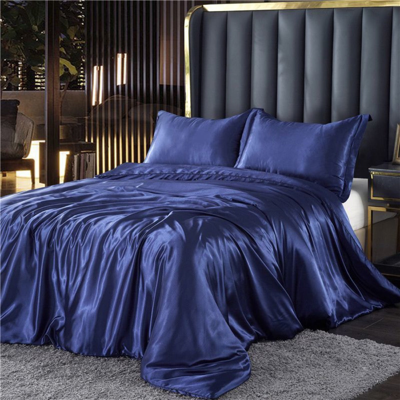 Luxury Mulberry Silk 4-Piece Bedding Set – Silk Duvet Cover, Fitted Sheet, Silk Bed Sheet, Skin-Friendly Sleep Essentials