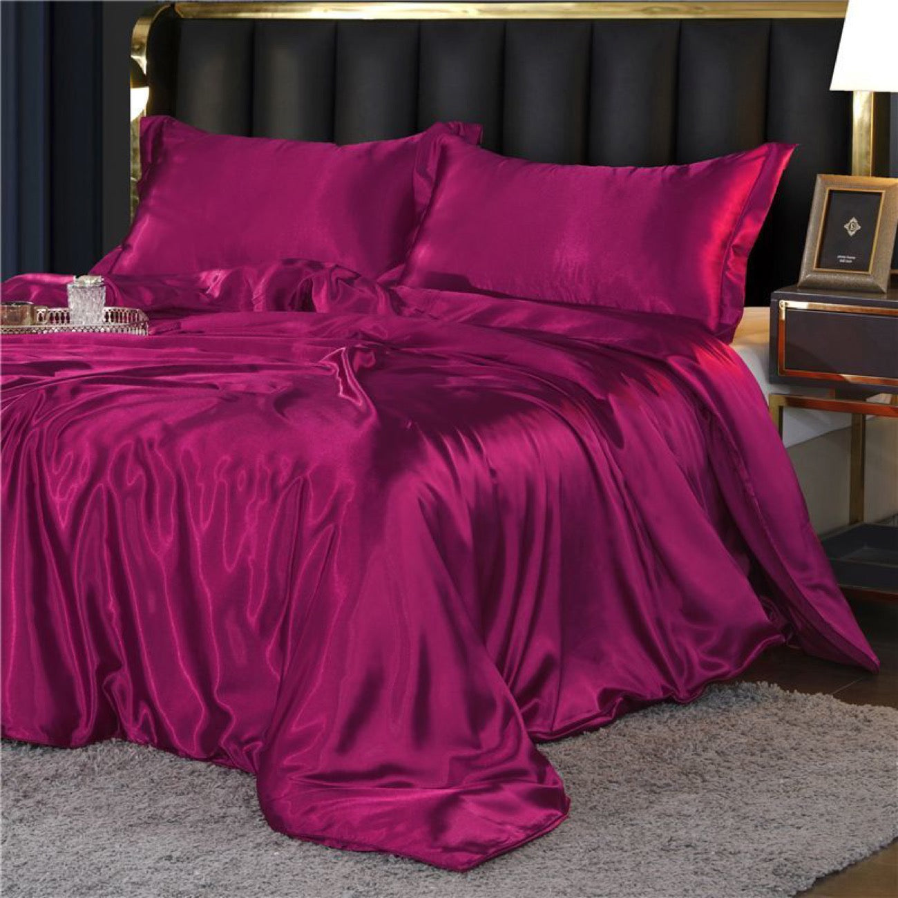 Luxury Mulberry Silk 4-Piece Bedding Set – Silk Duvet Cover, Fitted Sheet, Silk Bed Sheet, Skin-Friendly Sleep Essentials