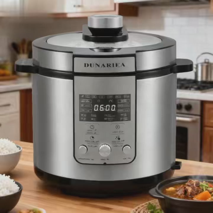 Smart 6L Electric Pressure Cooker with Rotary Knob – Stainless Steel Housing, Fast Heating, Safe & Easy for Daily Cookin